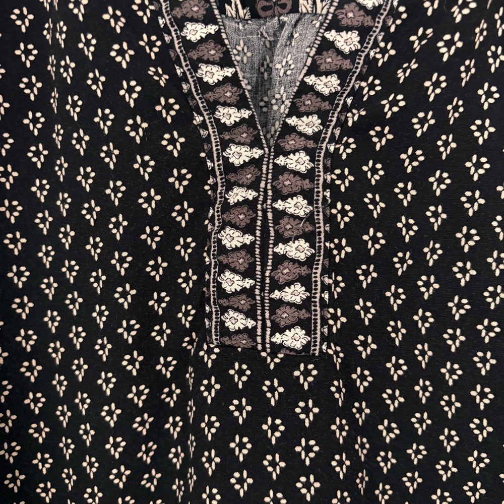 Knox Rose Black and Cream Boho Patterned Blouse Sz Large - Picture 4 of 8